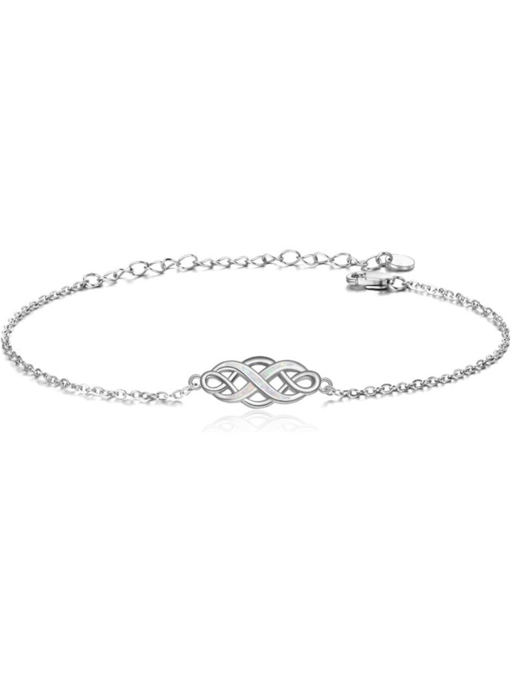 White Irish Celtic Knot Bracelets Sterling Silver Infinity